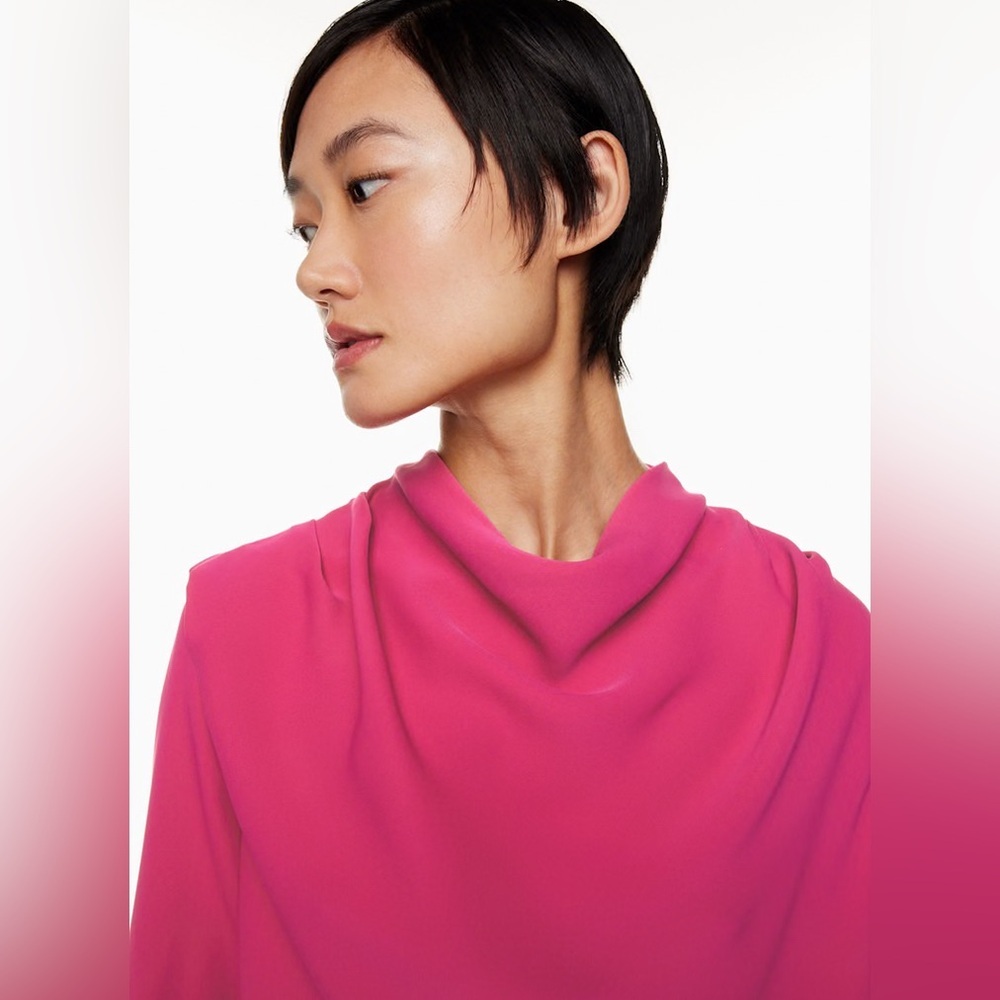 New Aritzia Babaton Satin cowl-neck Carter Longsleeve Blouse - Picture 2 of 12